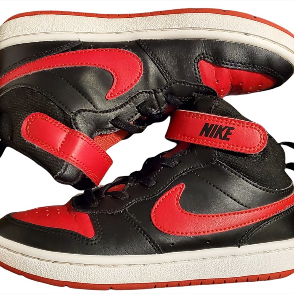 EUC - Nike Court Borough Mid 2 Black/University Red